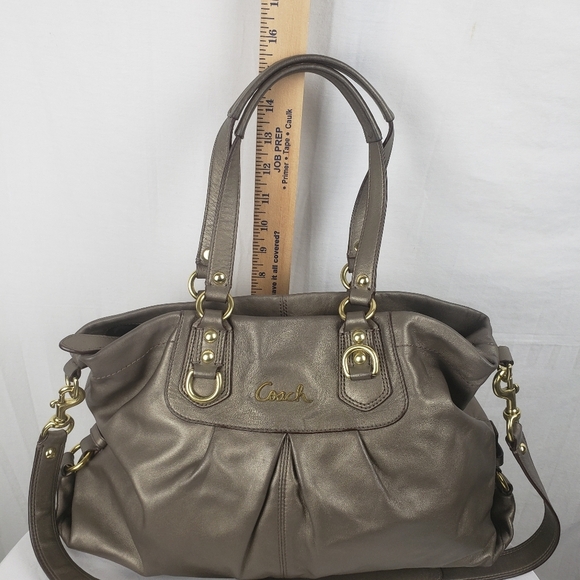 Coach Ashley Steel Metallic Elegant Leather Crossbody Shoulder Bag Sz Large - Picture 11 of 15